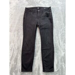 a.n.a. Petites Jeans Womens Sz 10P Black Skinny Stretch Denim Whiskered Faded